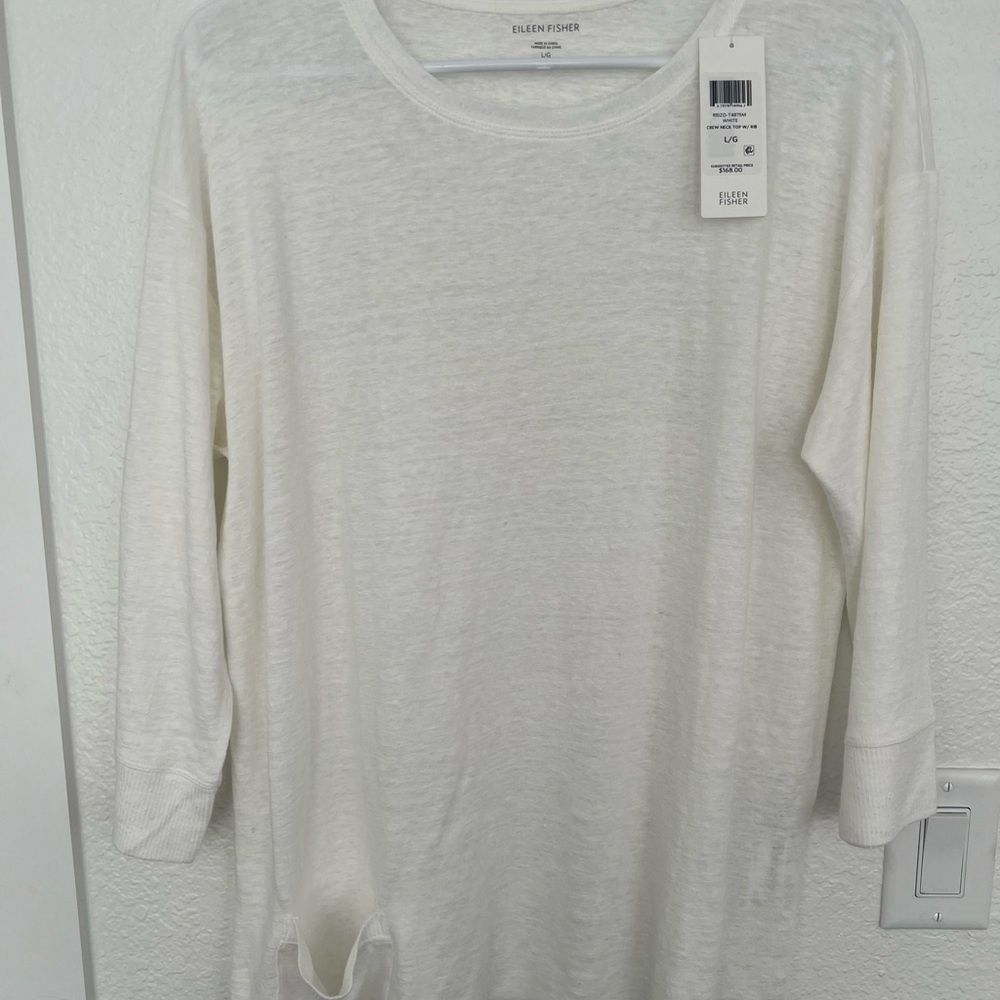NWT Eileen Fisher organic jersey linen top. 3/4 sleeve.